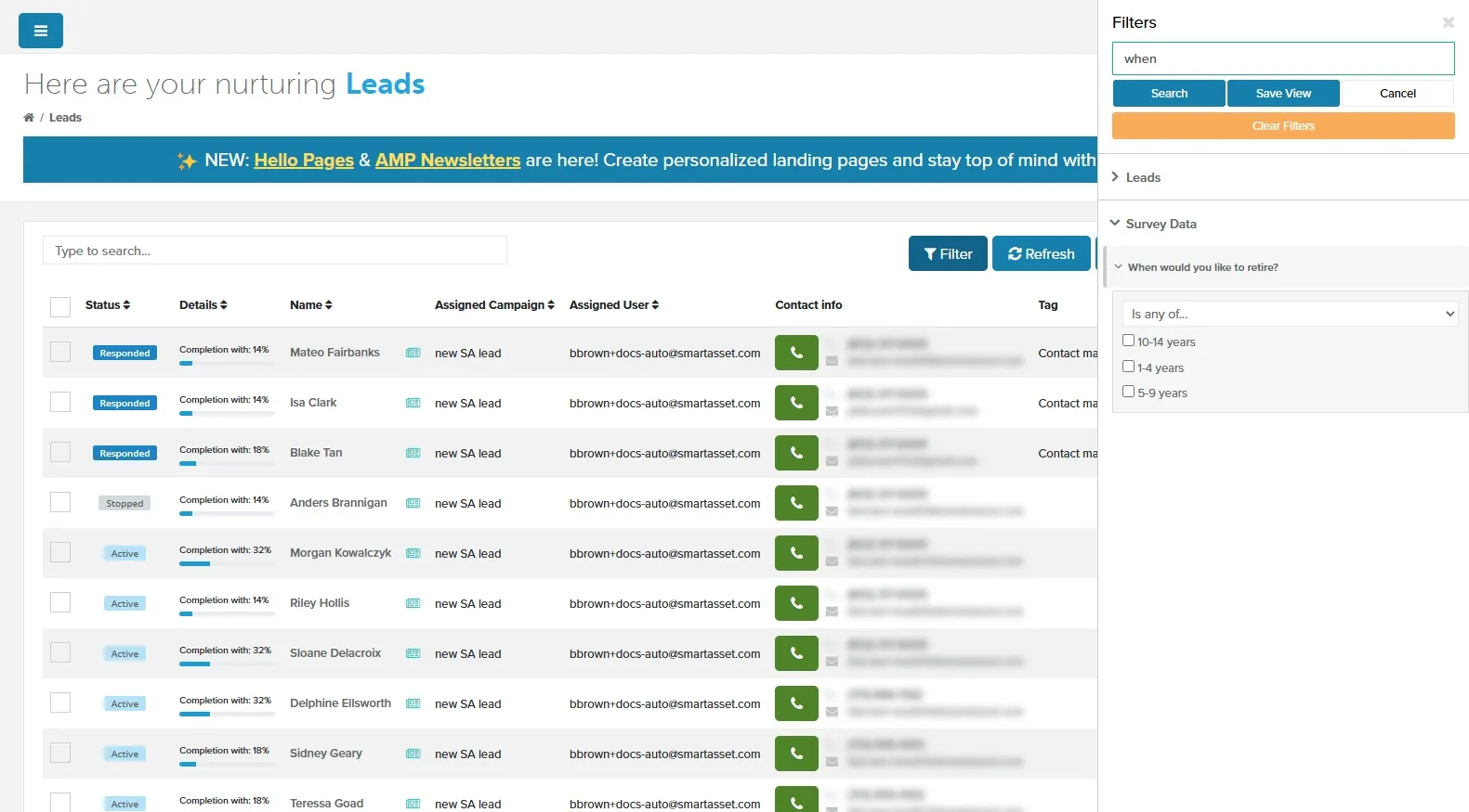 The Filters panel searched for a survey question, with its answer options listed