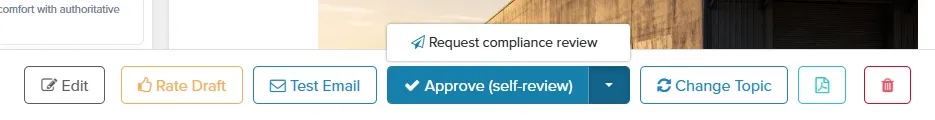 Screenshot showing approval options for flexible compliance workflow.