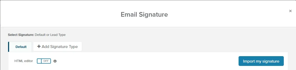Email Signature window with the Import my signature button