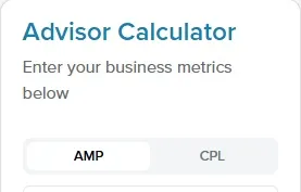 Advisor Calculator panel with the AMP and CPL tabs